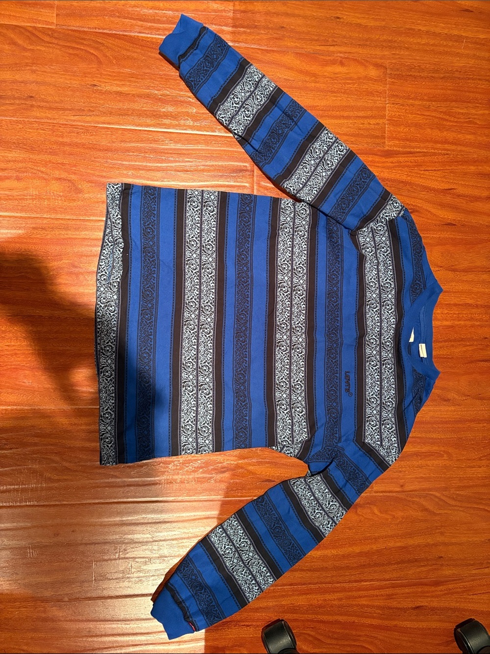 Levi's Blue and Black Striped Long-Sleeve Crewneck Shirt